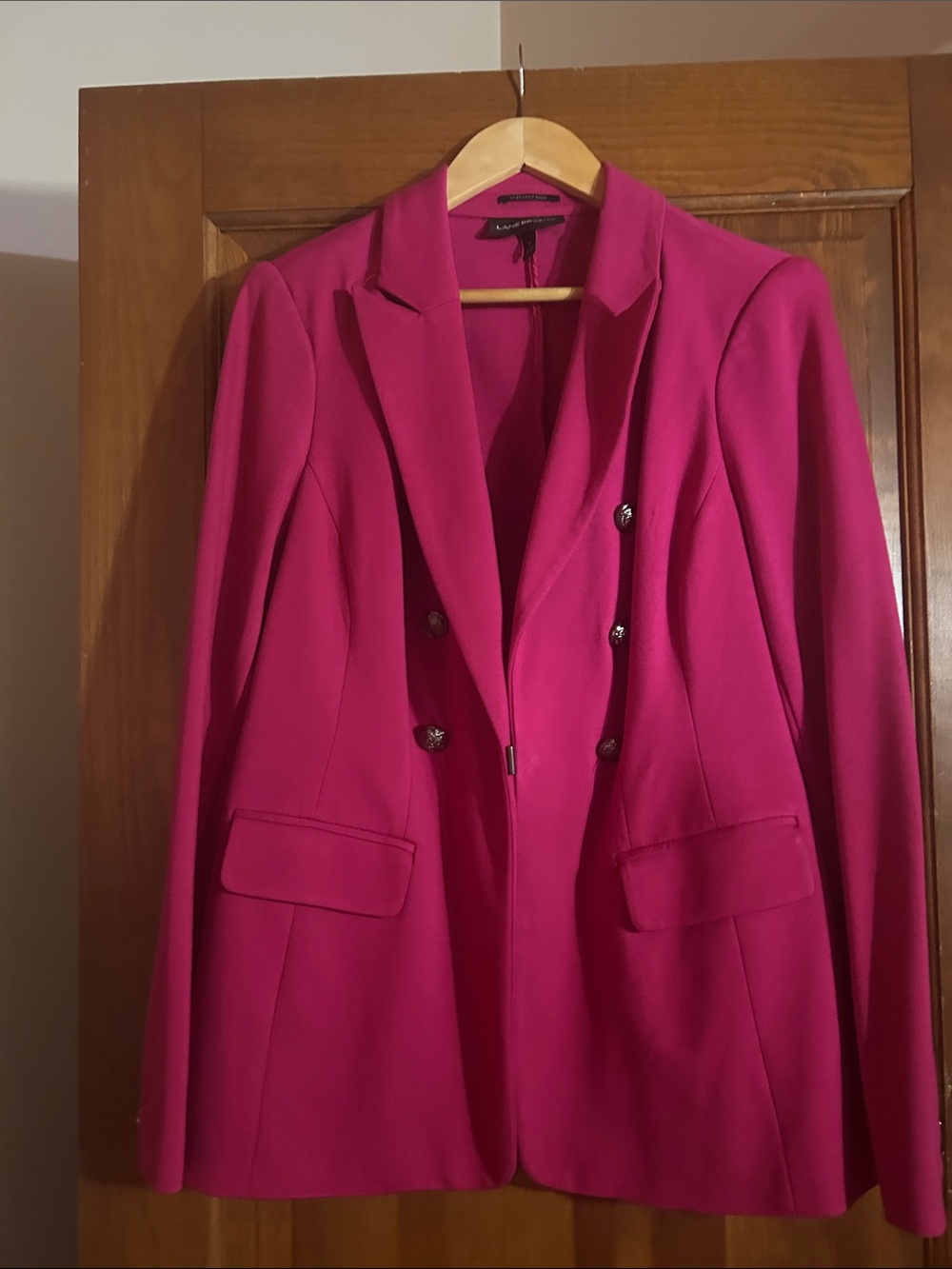Lane Bryant Hot Pink Double-Breasted Blazer clasp closure ( shown) not button